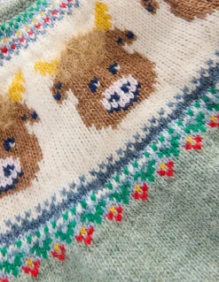 Boden Pulls & Gilets-Pull motif jacquard Vaches Highland vert Csarite