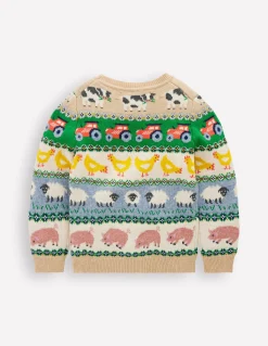Boden Pulls & Gilets-Pull motif jacquard Animaux de la ferme