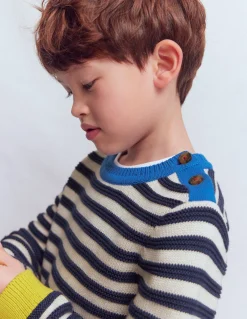 Boden Pulls & Gilets-Pull épais Bleu marine chiné et rayé écru