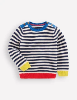 Boden Pulls & Gilets-Pull épais Bleu marine chiné et rayé écru