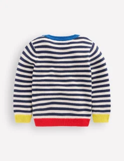 Boden Pulls & Gilets-Pull épais Bleu marine chiné et rayé écru