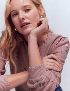 Boden Pulls & Gilets-Pull Valeria à détails crochet Rose, broderie