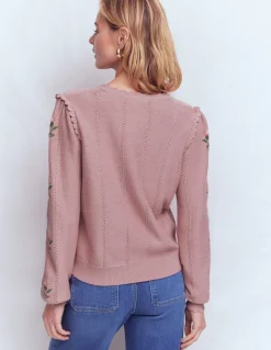 Boden Pulls & Gilets-Pull Valeria à détails crochet Rose, broderie