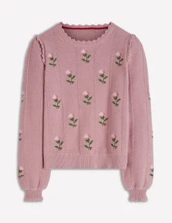Boden Pulls & Gilets-Pull Valeria à détails crochet Rose, broderie