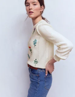 Boden Pulls & Gilets-Pull Valeria à détails crochet Ivoire chaud, broderie