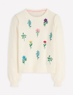 Boden Pulls & Gilets-Pull Valeria à détails crochet Ivoire chaud, broderie