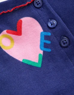 Boden Pyjamas & Chaussons-Pyjama à col tunisien douillet Motif Love Hearts bleu tribord