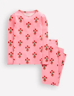 Boden Pyjamas & Chaussons-Pyjama long douillet Motif Posy rose chewing-gum