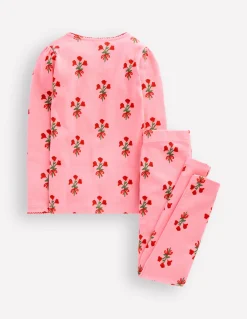 Boden Pyjamas & Chaussons-Pyjama long douillet Motif Posy rose chewing-gum