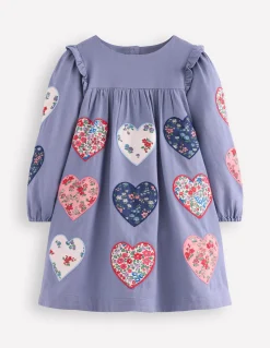 Boden Robes-Robe à appliqués cœurs Cœurs bleu ancien