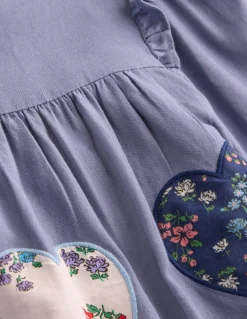 Boden Robes-Robe à appliqués cœurs Cœurs bleu ancien