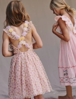 Boden Robes-Robe à bretelles virevoltantes au dos Motif Rosa ivoire doux