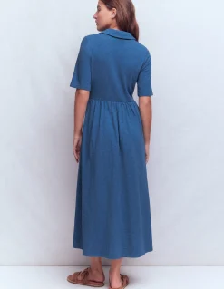 Boden Robes & Combinaisons|Midi-Robe à col Aria en jersey Bleu tourmaline