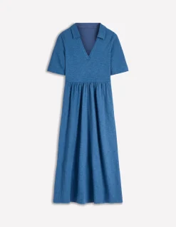 Boden Robes & Combinaisons|Midi-Robe à col Aria en jersey Bleu tourmaline