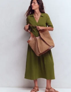 Boden Robes & Combinaisons|Midi-Robe à col Aria en jersey Vert promenade