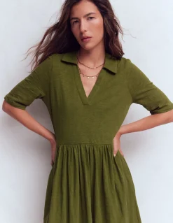 Boden Robes & Combinaisons|Midi-Robe à col Aria en jersey Vert promenade