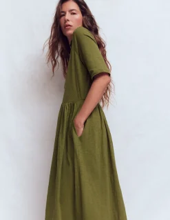 Boden Robes & Combinaisons|Midi-Robe à col Aria en jersey Vert promenade