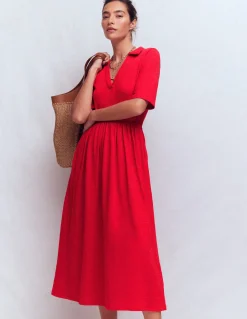 Boden Robes & Combinaisons|Midi-Robe à col Aria en jersey Rouge Mérida