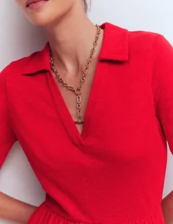 Boden Robes & Combinaisons|Midi-Robe à col Aria en jersey Rouge Mérida