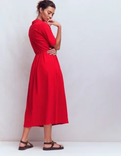 Boden Robes & Combinaisons|Midi-Robe à col Aria en jersey Rouge Mérida