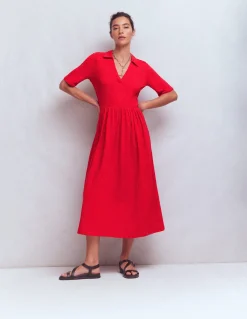 Boden Robes & Combinaisons|Midi-Robe à col Aria en jersey Rouge Mérida