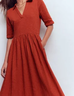 Boden Robes & Combinaisons|Midi-Robe à col Aria en jersey Orange brûlé