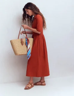 Boden Robes & Combinaisons|Midi-Robe à col Aria en jersey Orange brûlé