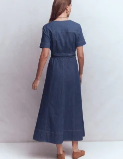 Boden Robes & Combinaisons|Midi-Robe à col en V en jean Vintage moyen
