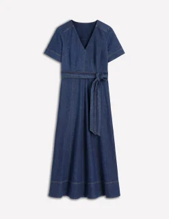 Boden Robes & Combinaisons|Midi-Robe à col en V en jean Vintage moyen