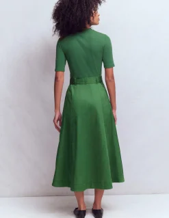 Boden Tenues De Travail|Robes & Combinaisons-Robe à col rond en mélange de tissus Vert promenade