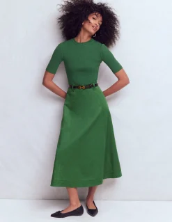 Boden Tenues De Travail|Robes & Combinaisons-Robe à col rond en mélange de tissus Vert promenade