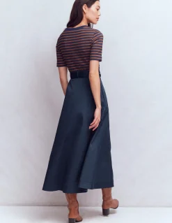 Boden Tenues De Travail|Robes & Combinaisons-Robe à col rond en mélange de tissus Bleu Marine