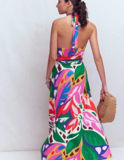 Boden Robes & Combinaisons|Longues-Robe à col torsadé Sydney en jersey Multi, motif Leafy Cascade