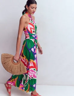 Boden Robes & Combinaisons|Longues-Robe à col torsadé Sydney en jersey Multi, motif Leafy Cascade