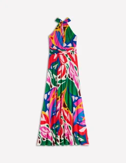 Boden Robes & Combinaisons|Longues-Robe à col torsadé Sydney en jersey Multi, motif Leafy Cascade