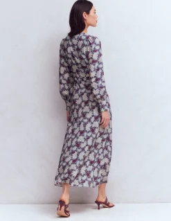 Boden Robes & Combinaisons|Longues-Robe à manches blousantes et col V Motif Blooming Flora multi