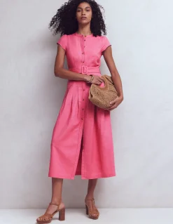 Boden Robes & Combinaisons|Robes Coupe Petite-Robe Arabella en lin mélangé Bruyère rose