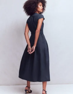 Boden Robes & Combinaisons|Longues-Robe Arabella en lin mélangé Bleu marine