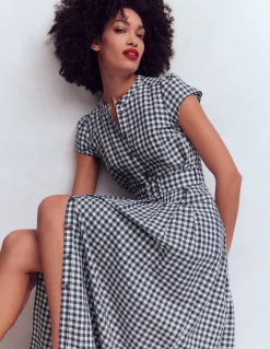 Boden Tenues De Travail|Robes & Combinaisons-Robe Arabella en lin mélangé Vichy Bleu