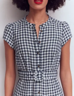 Boden Tenues De Travail|Robes & Combinaisons-Robe Arabella en lin mélangé Vichy Bleu