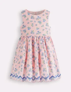 Boden Robes-Robe avec détail en broderie anglaise dans le dos Petites fleurs rose craie