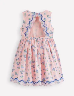 Boden Robes-Robe avec détail en broderie anglaise dans le dos Petites fleurs rose craie