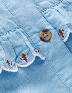 Boden Robes-Robe boutonnée à manches blousantes Bleu glacier