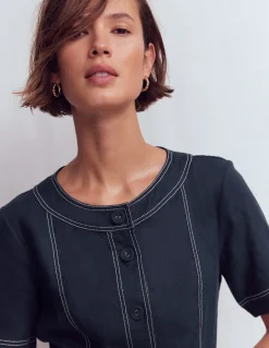 Boden Tenues De Travail|Robes & Combinaisons-Robe Callie courte en lin Bleu marine