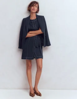 Boden Tenues De Travail|Robes & Combinaisons-Robe Callie courte en lin Bleu marine