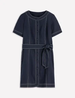 Boden Tenues De Travail|Robes & Combinaisons-Robe Callie courte en lin Bleu marine