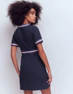 Boden Tenues De Travail|Robes & Combinaisons-Robe courte à boutons Bleu marine à ruban