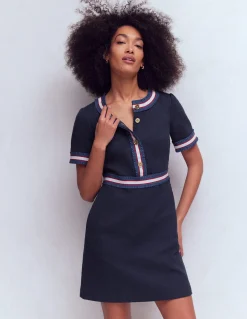 Boden Tenues De Travail|Robes & Combinaisons-Robe courte à boutons Bleu marine à ruban