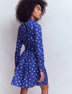 Boden Robes & Combinaisons|Robes Coupe Petite-Robe courte Alexa à manches longues Bleu vif, pois peints