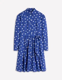 Boden Robes & Combinaisons|Robes Coupe Petite-Robe courte Alexa à manches longues Bleu vif, pois peints
